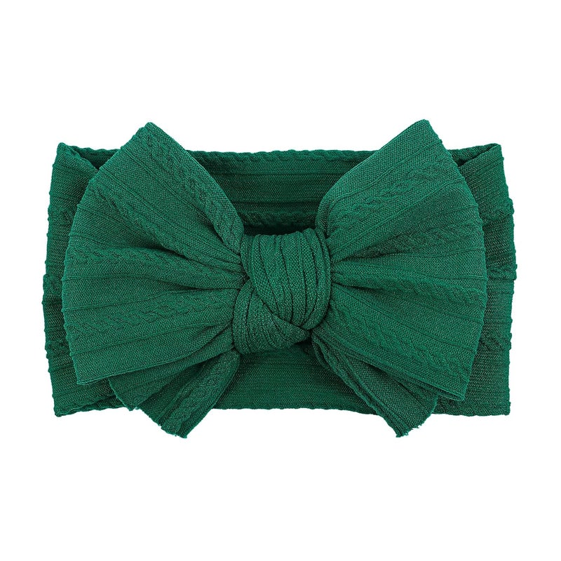 LemonSpace Store Handmade Baby Girls Headbands Bows Soft Stretchy Nylon Hair Bands Hair Accessories with Bows for Newborn Baby Girls Infant Toddlers Kids(Green) - Image 1